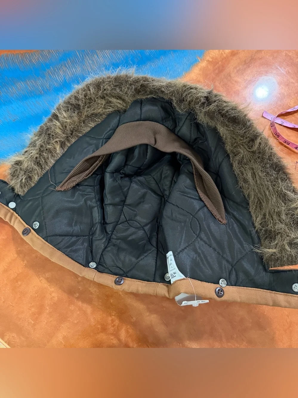 Vtg Deadstock KEY canvas Insulated Hood New snap on faux fur trim
